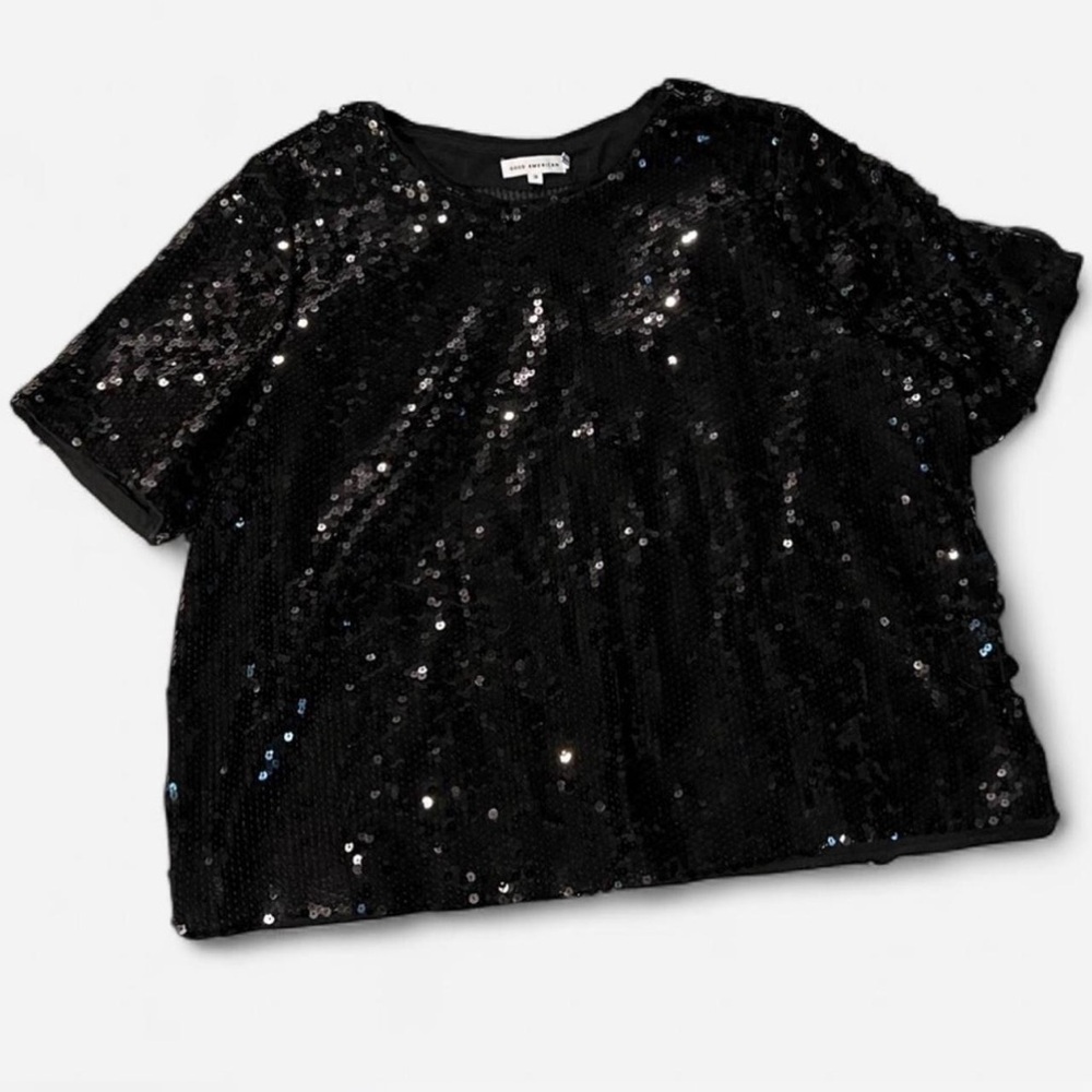 New Good American Black sequined top